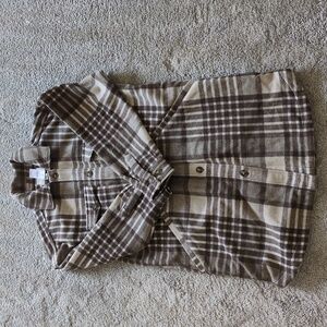 NWOT UpWest Brushed Flannel Plaid Shacket brown plaid size Medium